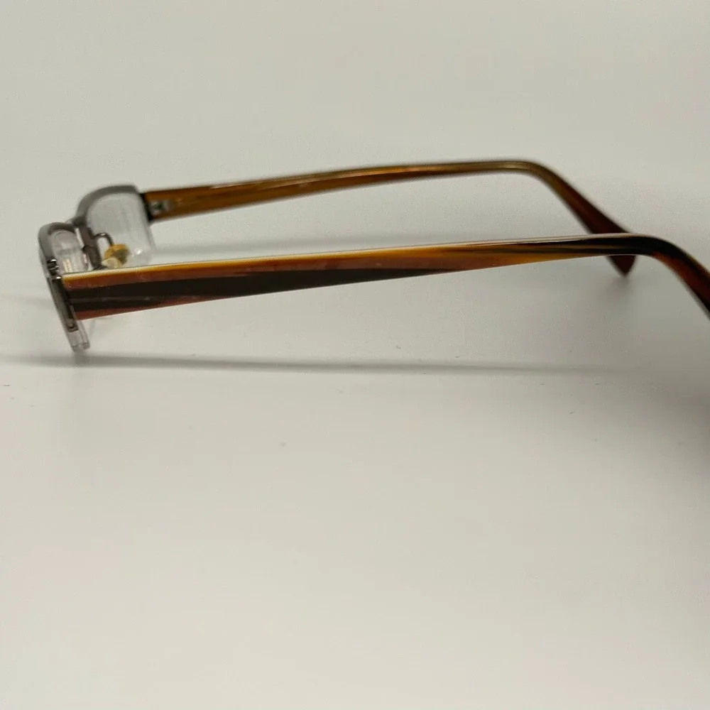 MOD 2200 Rectangular Semi Rimless Eyeglass Frames Bronze Amber 48-19-140